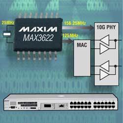 MAX3622：Maxim網絡設備用超低抖動、兩路輸出時鐘發生器