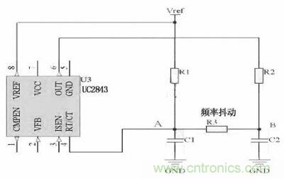 對于用RT/CT振蕩來實現開關頻率的IC，比如UC4843　　