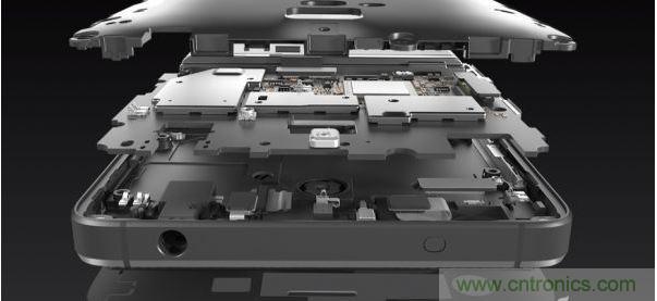 手機的內部結構，其中決定手機堅固程度的部分就是邊框與骨架