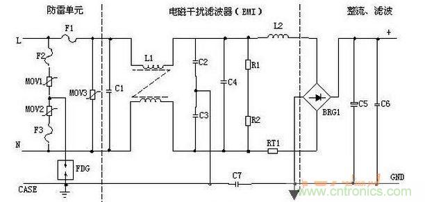 輸入濾波、整流回路原理圖