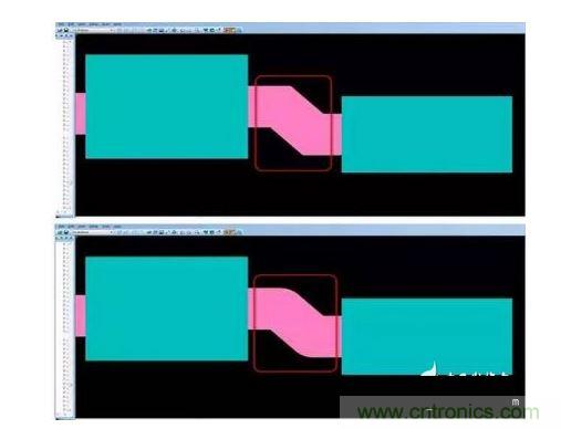 有效的PCB 設計工具會自動考慮用于繪制形狀的線型，以計算準確的線條寬度，幫助您輕松創建尖拐角。