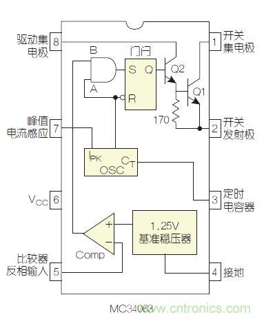圖2：MC34063是該電路核心。