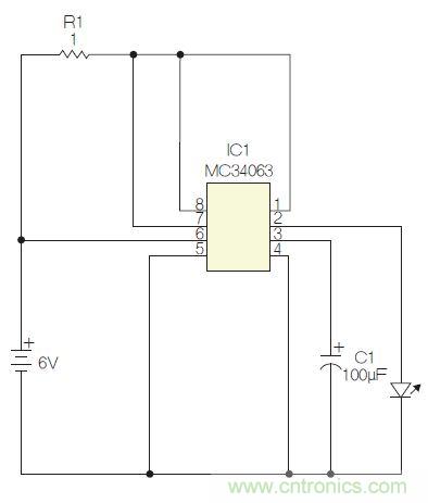 圖1：閃光燈標電路圖。