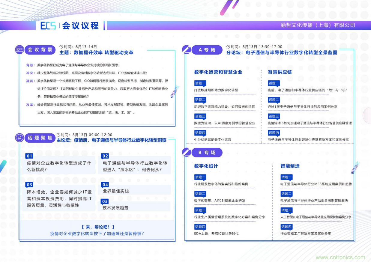 ECS 2020|第二屆中國電子通信與半導體CIO峰會正式啟動！