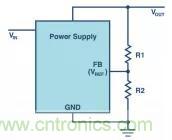 如何使用電源設計中的分壓器調節輸出電壓？