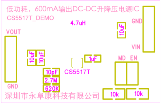 如何運用升降壓芯片CS5517實現鋰電池穩定輸出3.3V/3.6V（1.2-5V）的電壓？